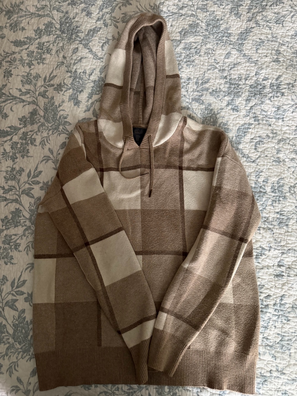 RACHEL Rachel Roy Beige and Cream Striped Knit Hoodie